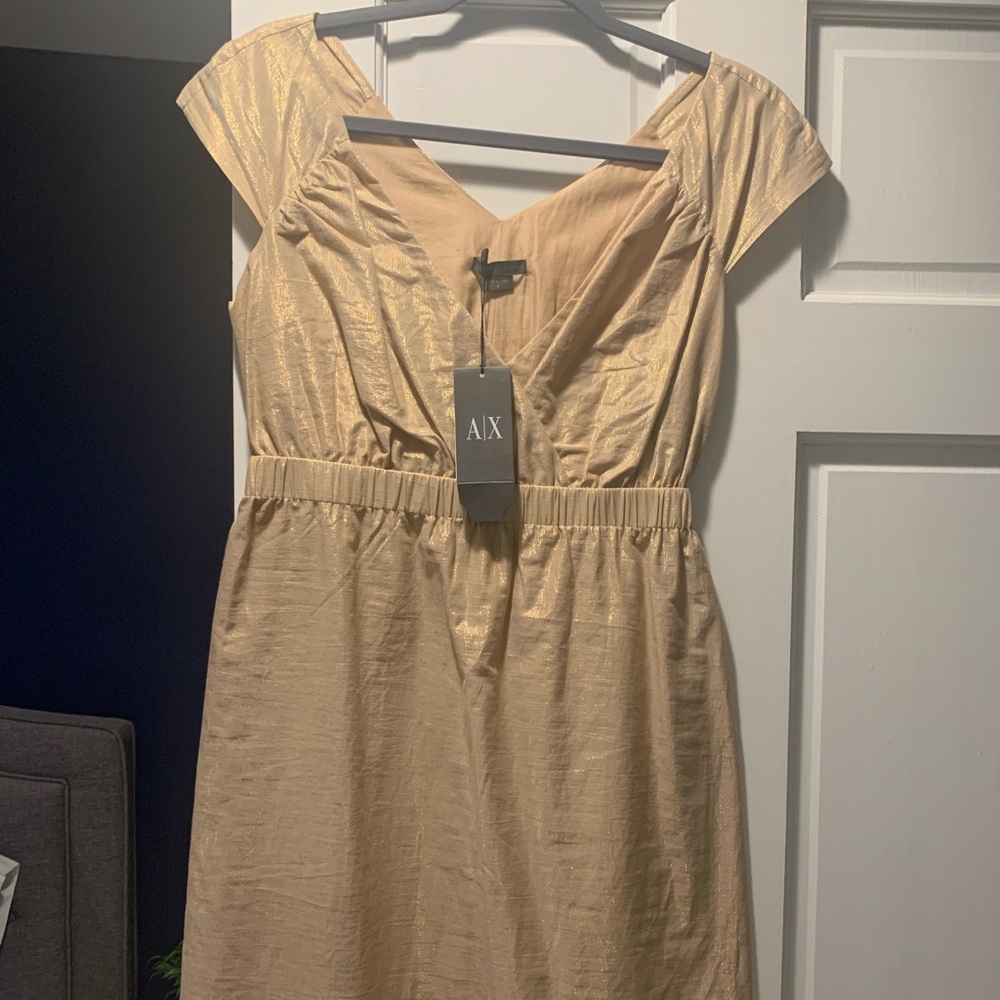 Armani Exchange gold dress. New with tags